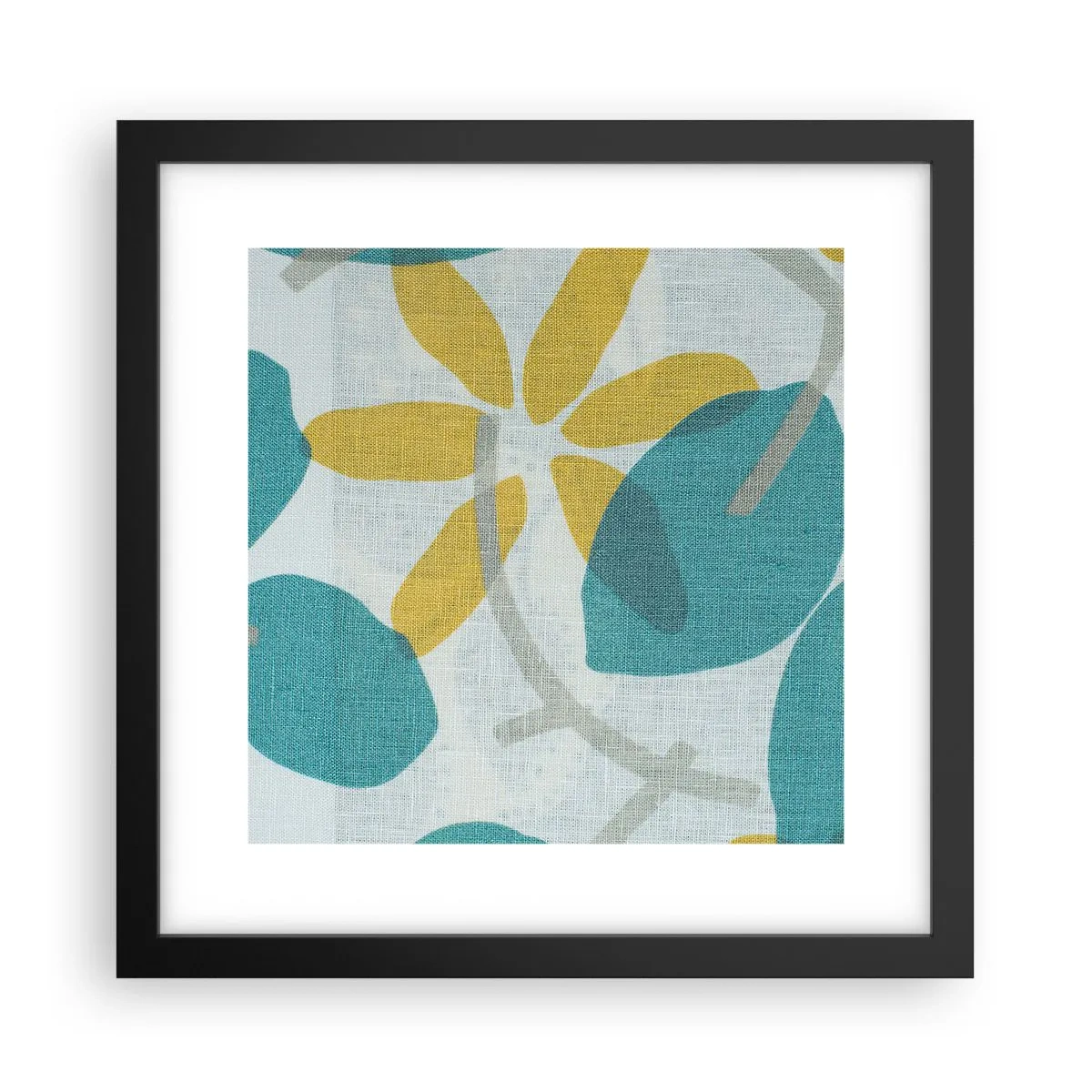 Affisch i svart ram - Bland azurblå blad - 30x30 cm