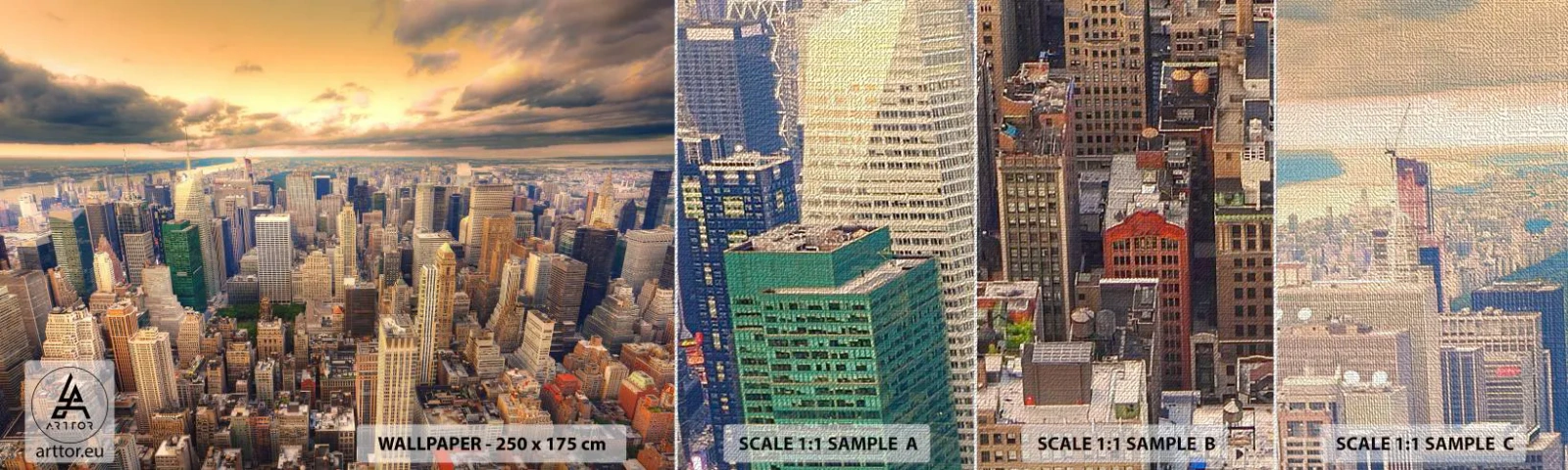 Provbit av fototapet Premium Canvas - Förgylld metropolis - Stad, New York, Arkitektur - 100x30 cm