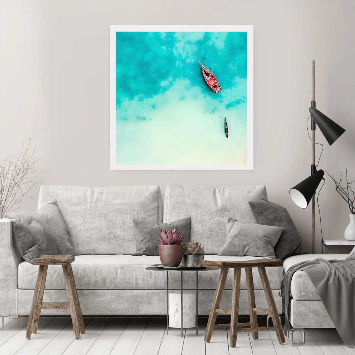 Affisch - Högvatten på stranden i Zanzibar… - 60x60 cm