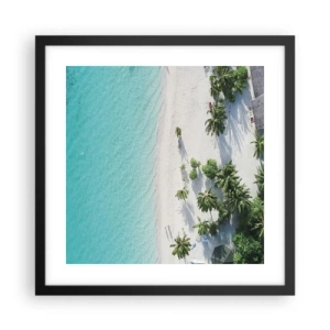 Affisch i svart ram - Semester i paradiset - 40x40 cm