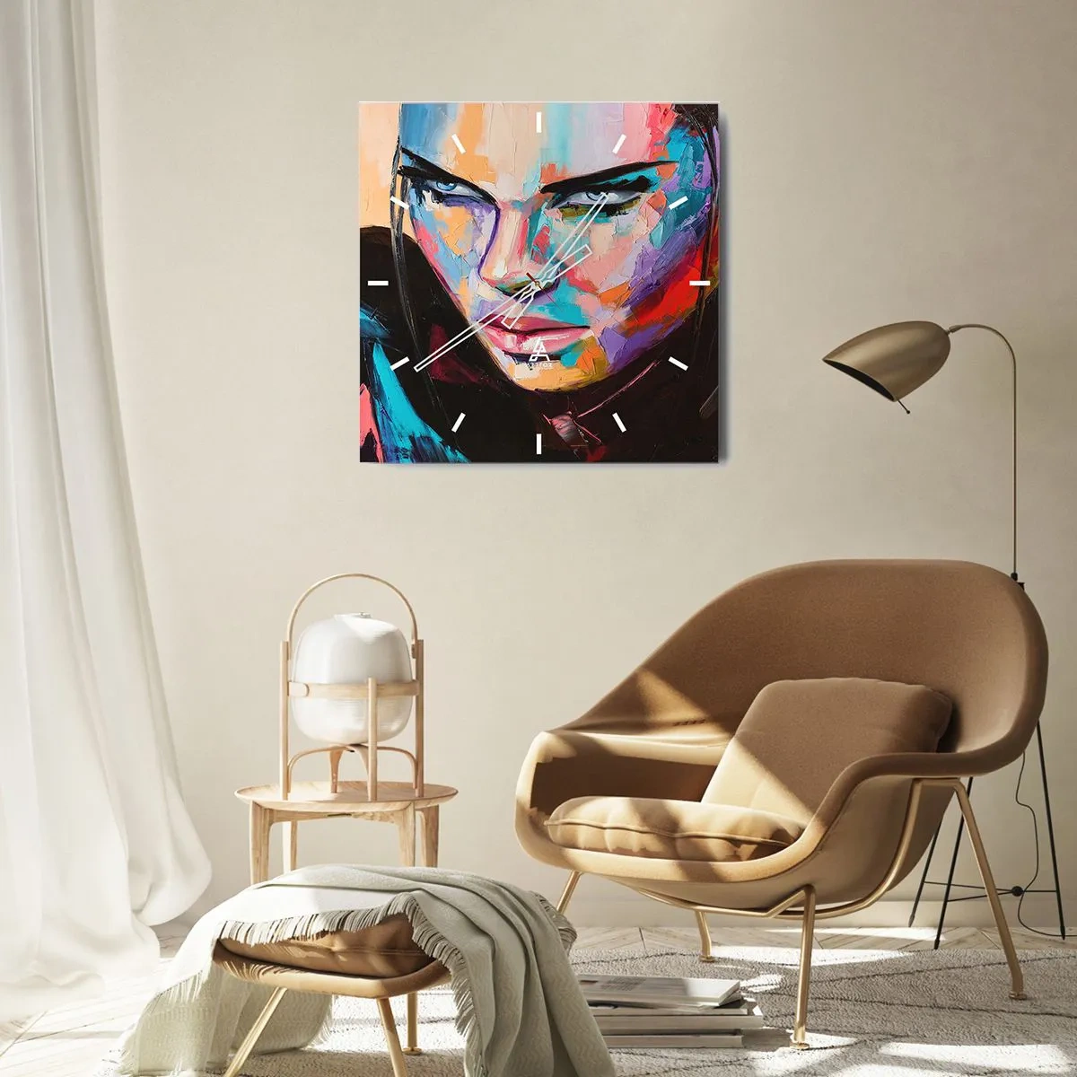 Väggklocka - Klocka på glas - Vilt hjärta - 40x40 cm