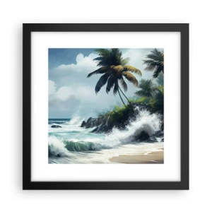 Affisch i svart ram - På en tropisk strand - 30x30 cm