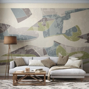 Fototapet Premium Canvas - Komposition bakom glas - Former, Abstraktion, Pastell - 100x70 cm
