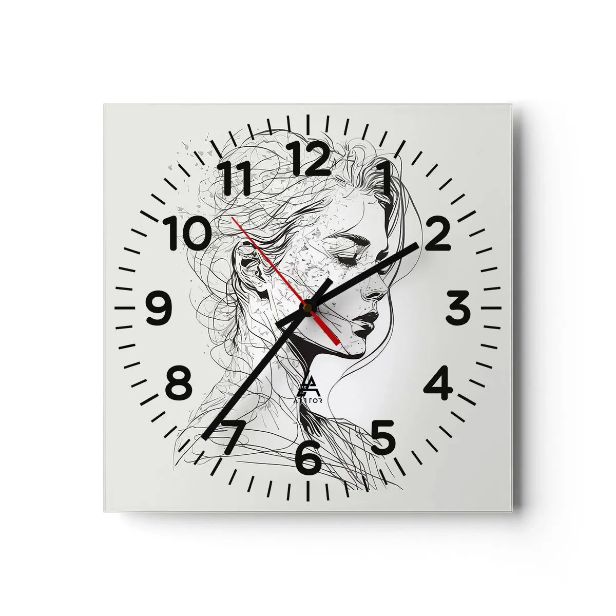 Väggklocka - Klocka på glas - Porträtt i drömmar - 40x40 cm