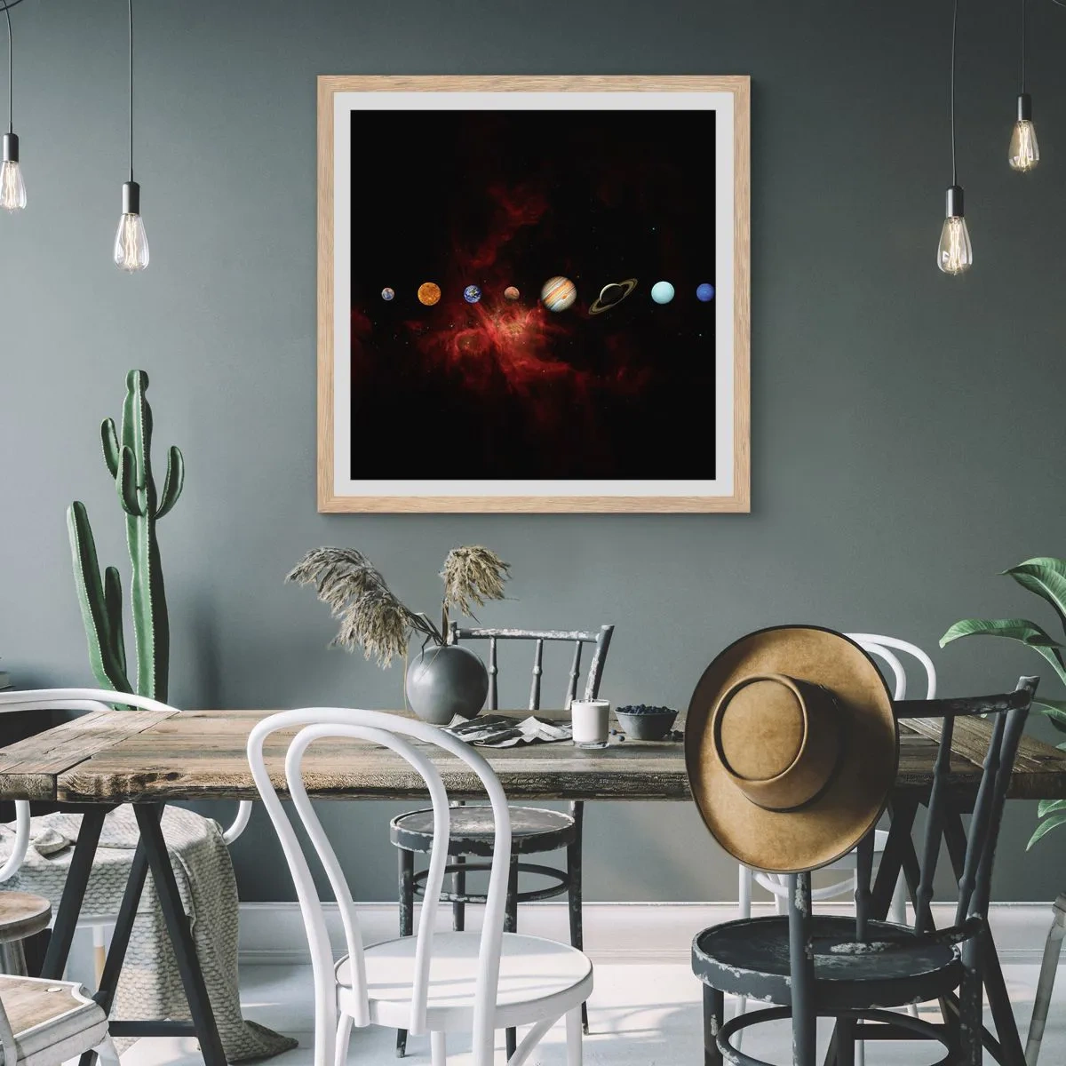 Affisch i ram av ljusek - Vårt grannskap - 50x50 cm