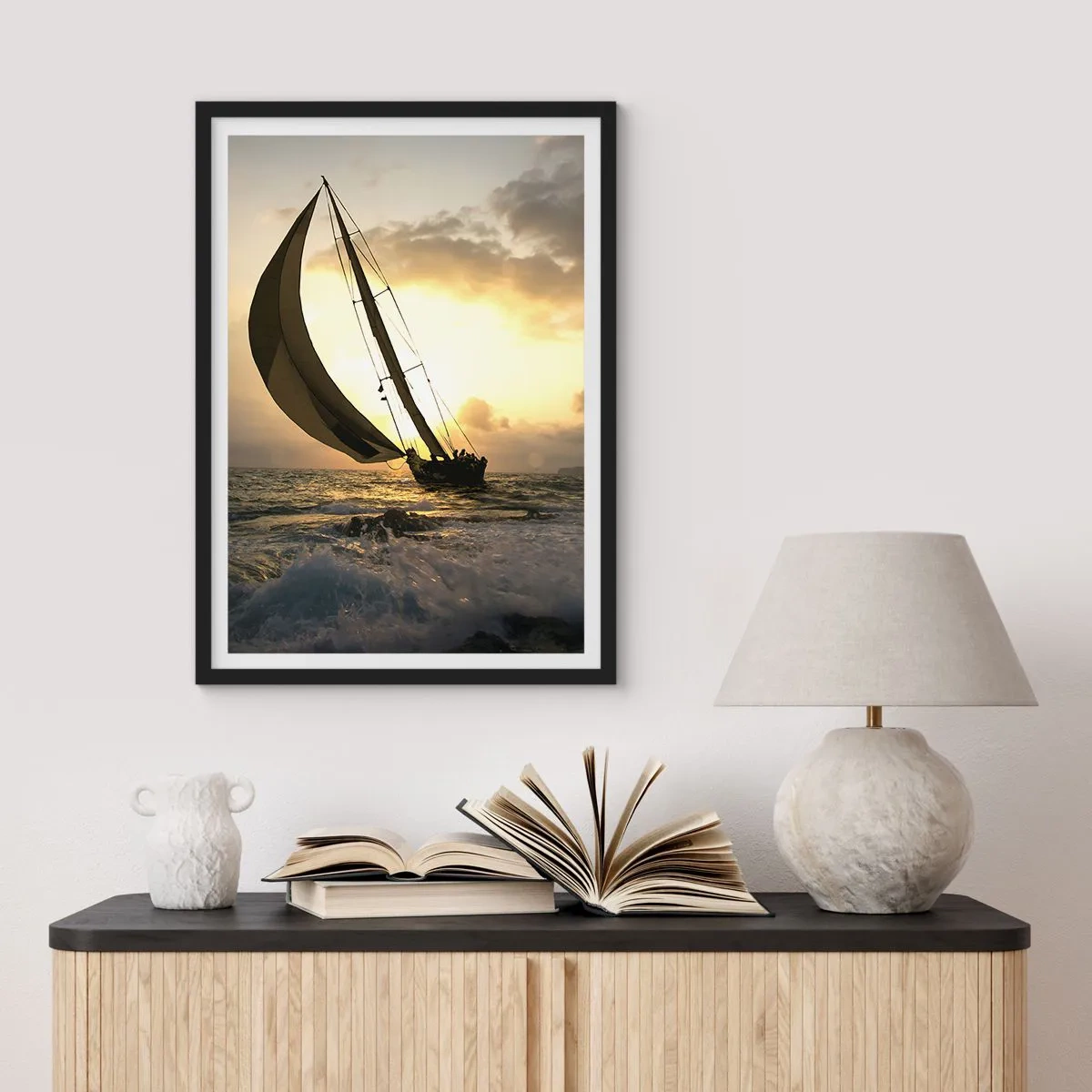 Affisch i svart ram - Med och mot vinden - 30x40 cm