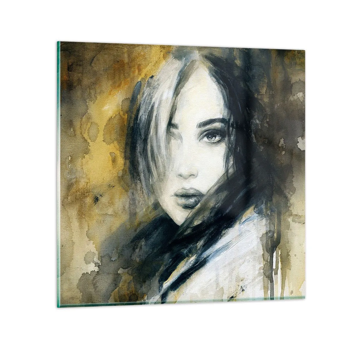 Glastavla - Bild på glas - Mera oskyldig eller sensuell? - 70x70 cm