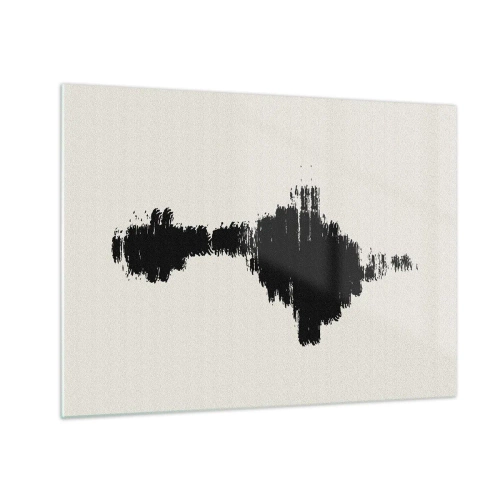 Glastavla - Bild på glas - Ett minimalistiskt mönster av svarta streck på en ljus bakgrund - 70x50cm - Fantasins vibrationer - Modern väggdekoration för vardagsrum och sovrum ARTTOR