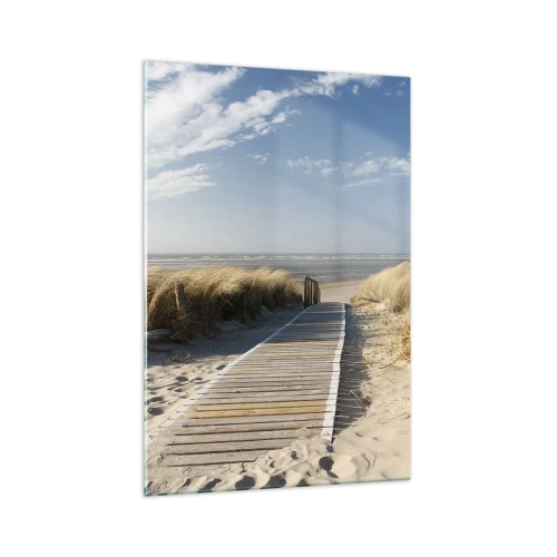 Glastavla - Bild på glas - Bortom sanddynan, i gräsets brus - 70x100 cm