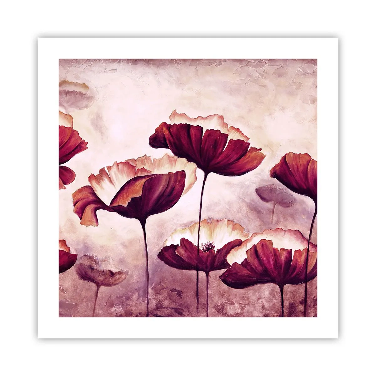 Affisch - Röd och vit flinga - 50x50 cm