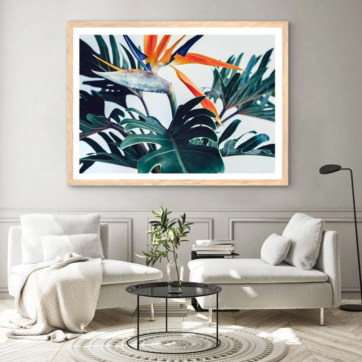 Affisch i ram av ljusek - Fågelbuske - 70x50 cm