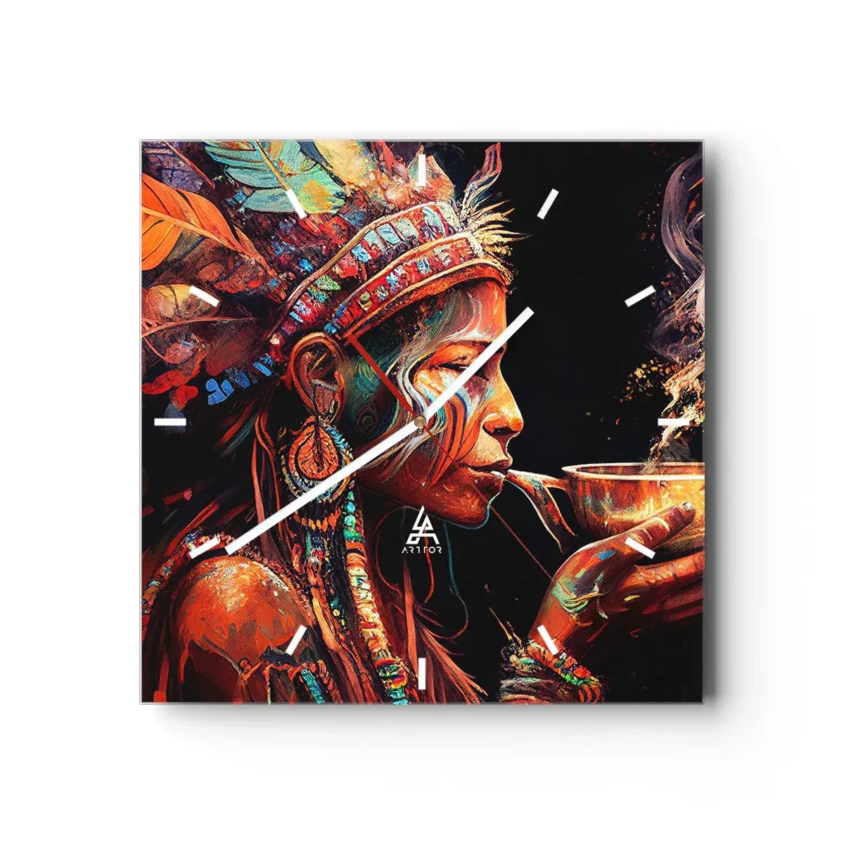 Väggklocka - Klocka på glas - En magisk ritual - 40x40 cm