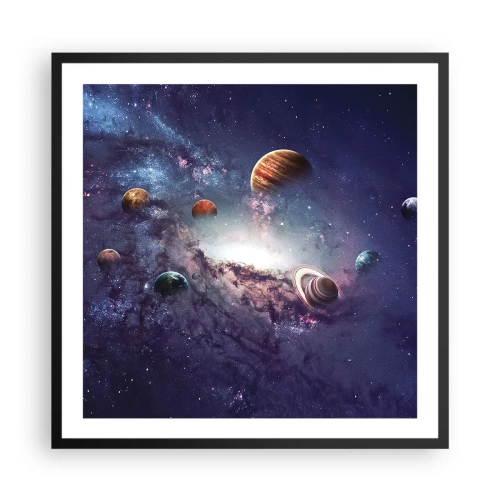 Affisch i svart ram - Sol- och danssystem - 60x60 cm