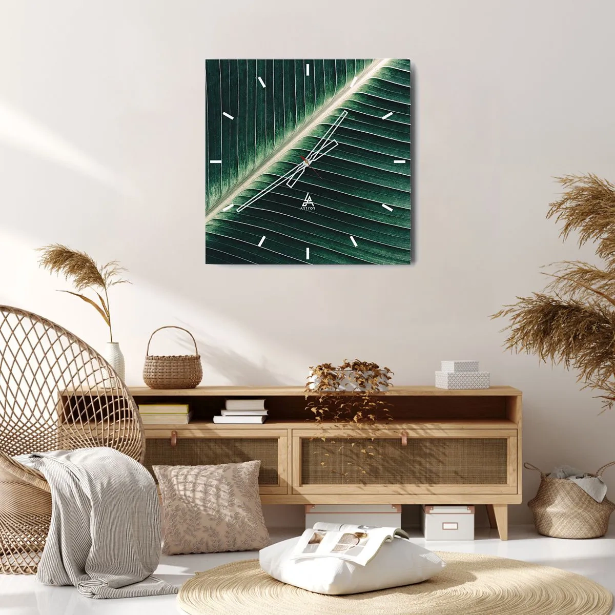 Väggklocka - Klocka på glas - Naturens rytm - 40x40 cm