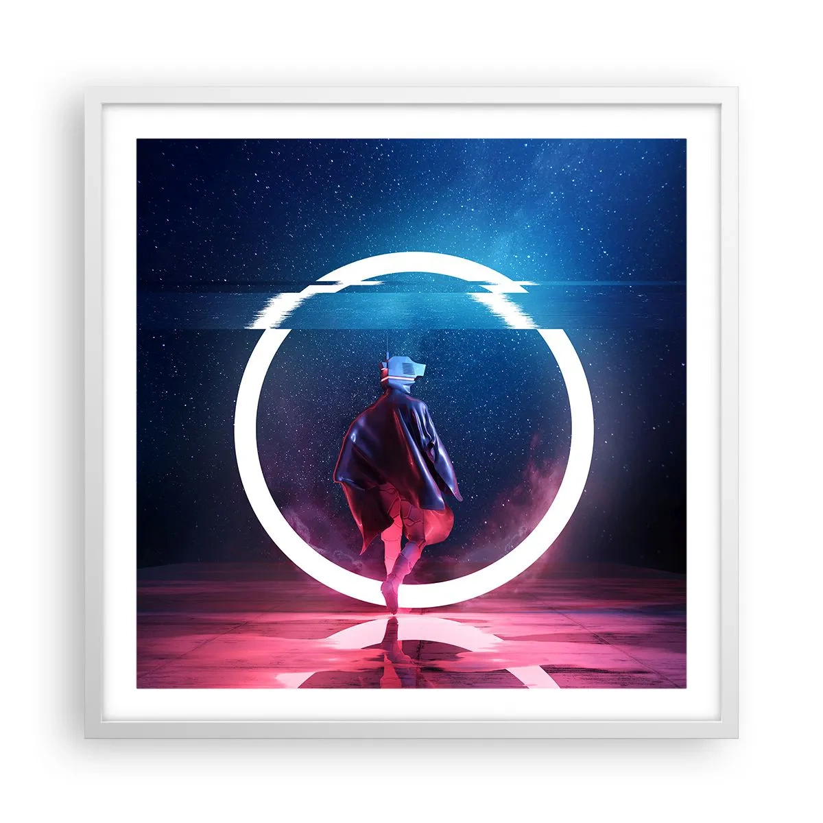 Affisch i vit ram - Mellan världar - 60x60 cm