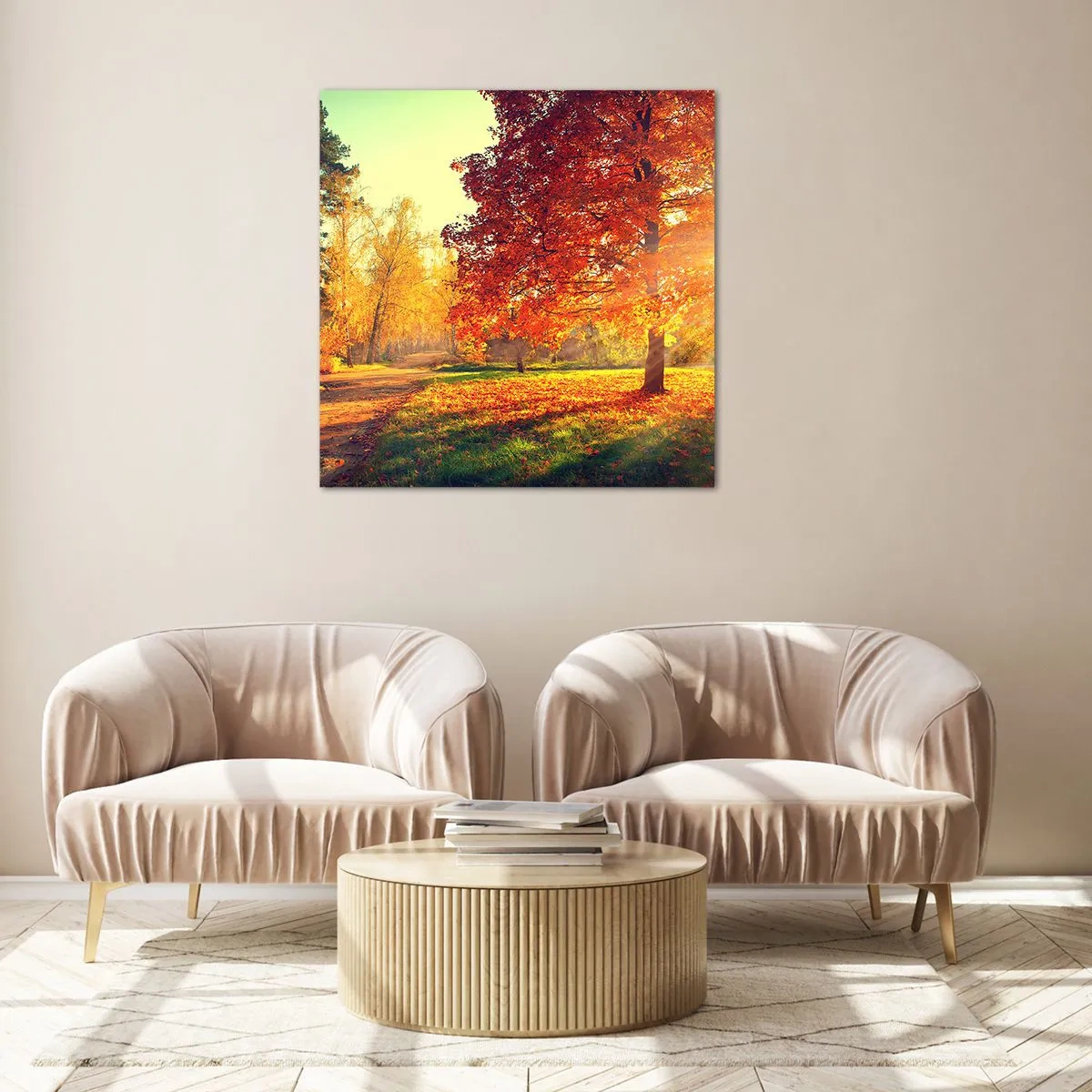 Glastavla - Bild på glas - Rött är vackert - 40x40 cm