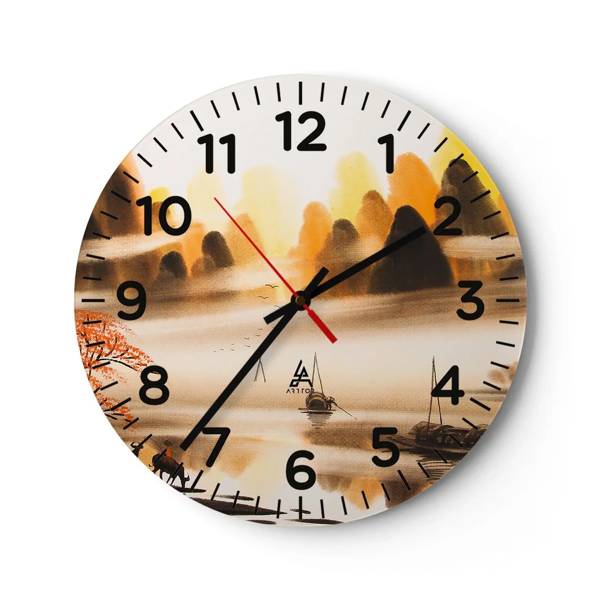 Väggklocka - Klocka på glas - Längre bort än Fjärran Östern - 30x30 cm