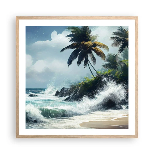 Affisch i ram av ljusek - På en tropisk strand - 60x60 cm