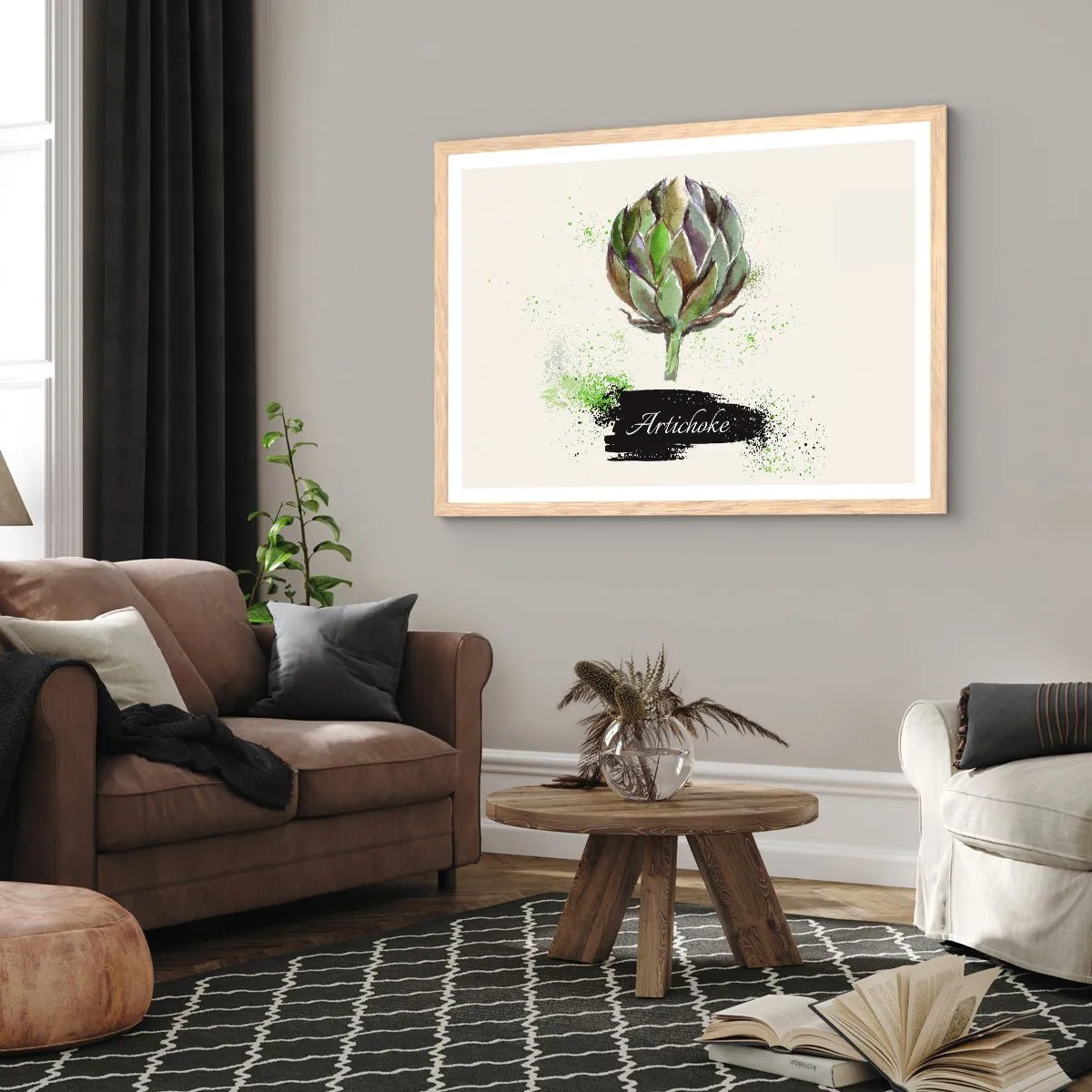 Affisch i ram av ljusek - Eviva grönsaker! - 100x70 cm