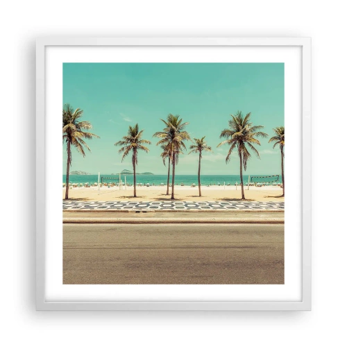 Affisch i vit ram - På stranden - 50x50 cm