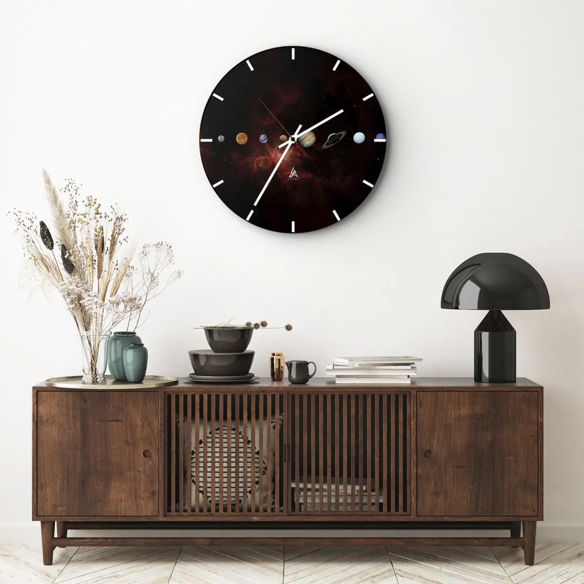 Väggklocka - Klocka på glas - Vårt grannskap - 40x40 cm