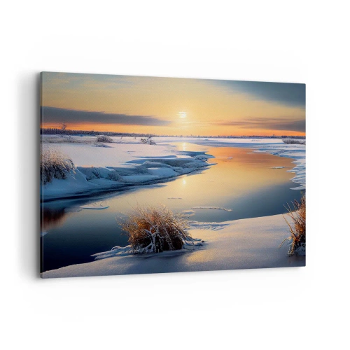 Canvastavla - Bild på duk - Vintersolnedgång - 100x70 cm