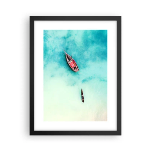 Affisch i svart ram - Högvatten på stranden i Zanzibar… - 30x40 cm