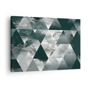 Canvastavla - Bild på duk - Geometriskt mönster med vågmotiv i gröna nyanser - 70x50cm - Kristallperspektiv - Modern väggdekoration för vardagsrum och sovrum ARTTOR