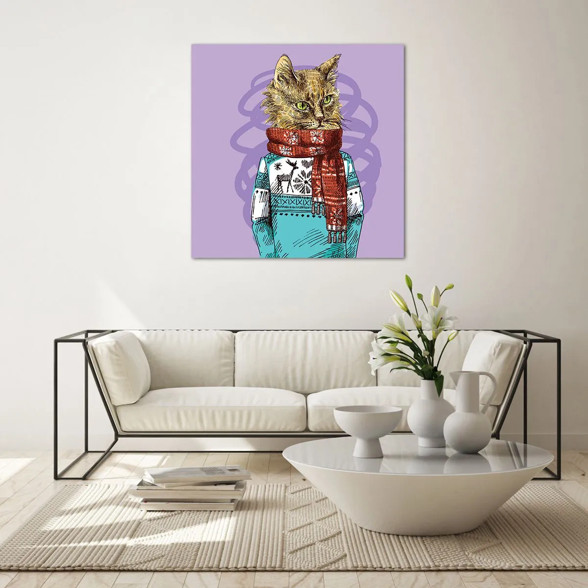 Glastavla - Bild på glas - Mästerkatten - 70x70 cm
