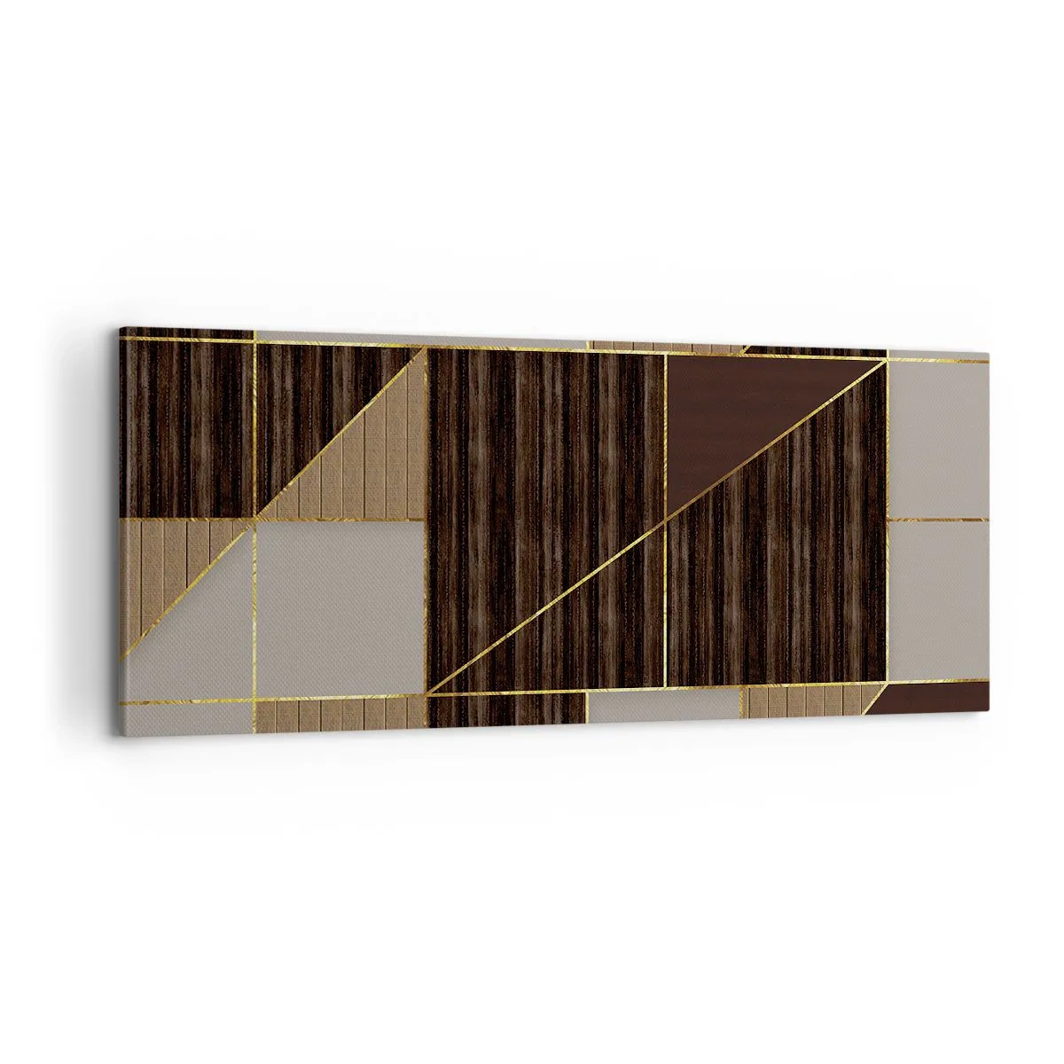 Canvastavla - Bild på duk - Mosaik av brun och guld - 100x40 cm