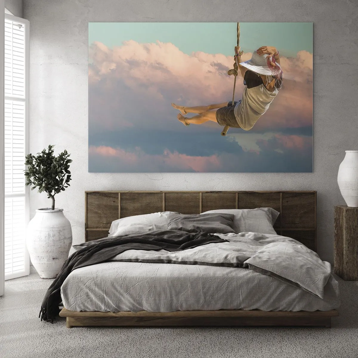 Glastavla - Bild på glas - Lek i molnen - 100x70 cm