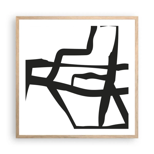 Affisch i ram av ljusek - Svartvit konstruktion - 60x60 cm