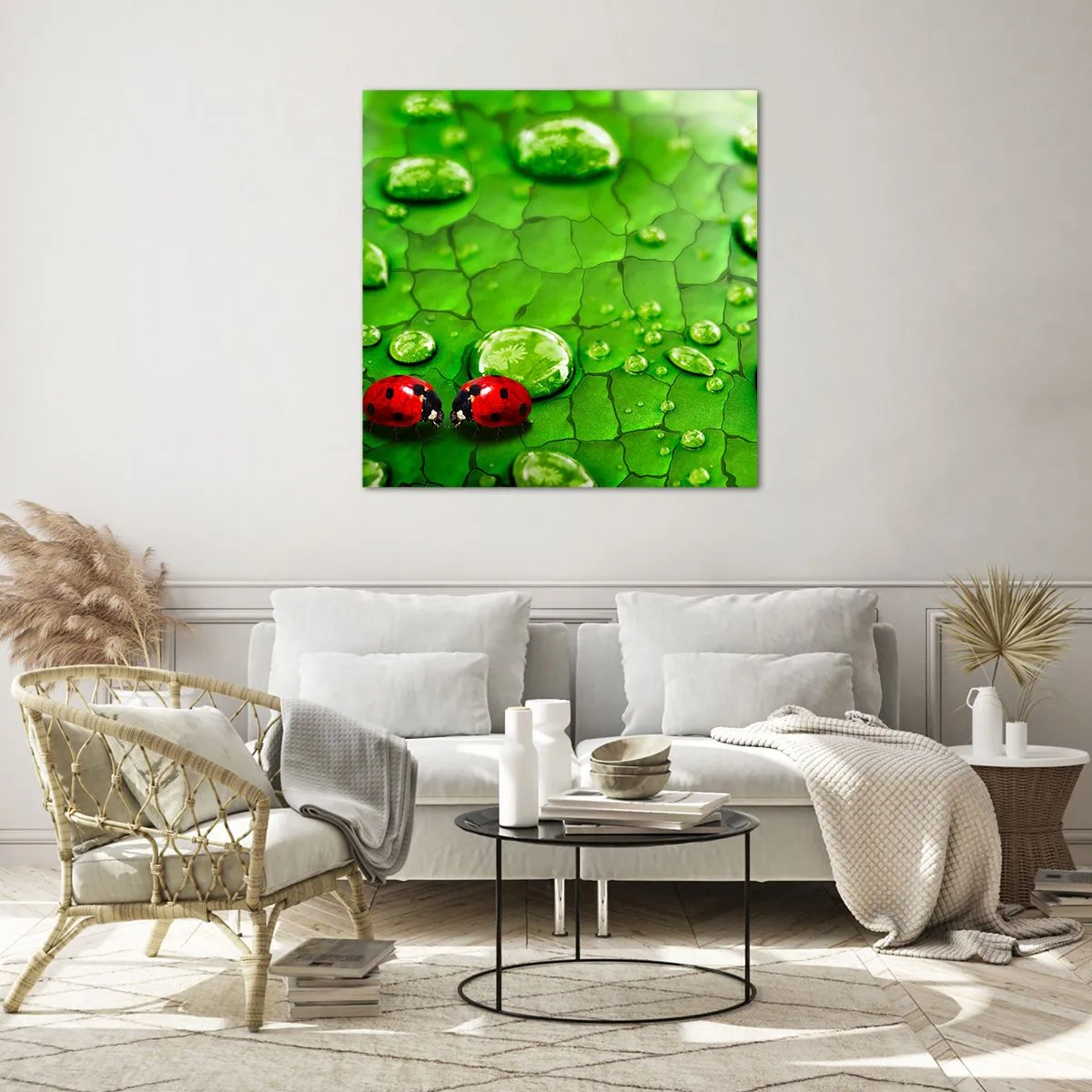 Glastavla - Bild på glas - Ett möte i det gröna - 30x30 cm