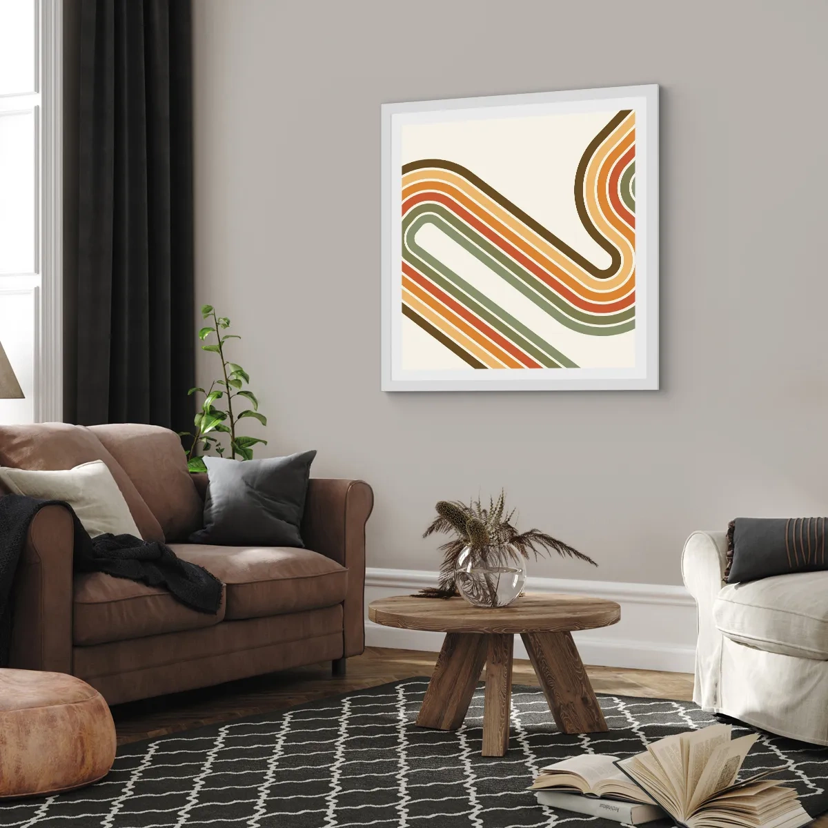 Affisch i vit ram - Zig-zack mot målet - 50x50 cm