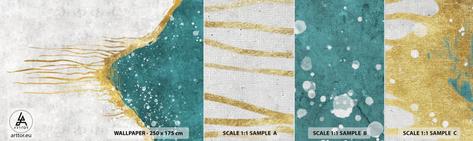 Provbit av fototapet Premium Canvas - Gyllene tidvatten - Minimalism, Art déco, Bit - 100x30 cm