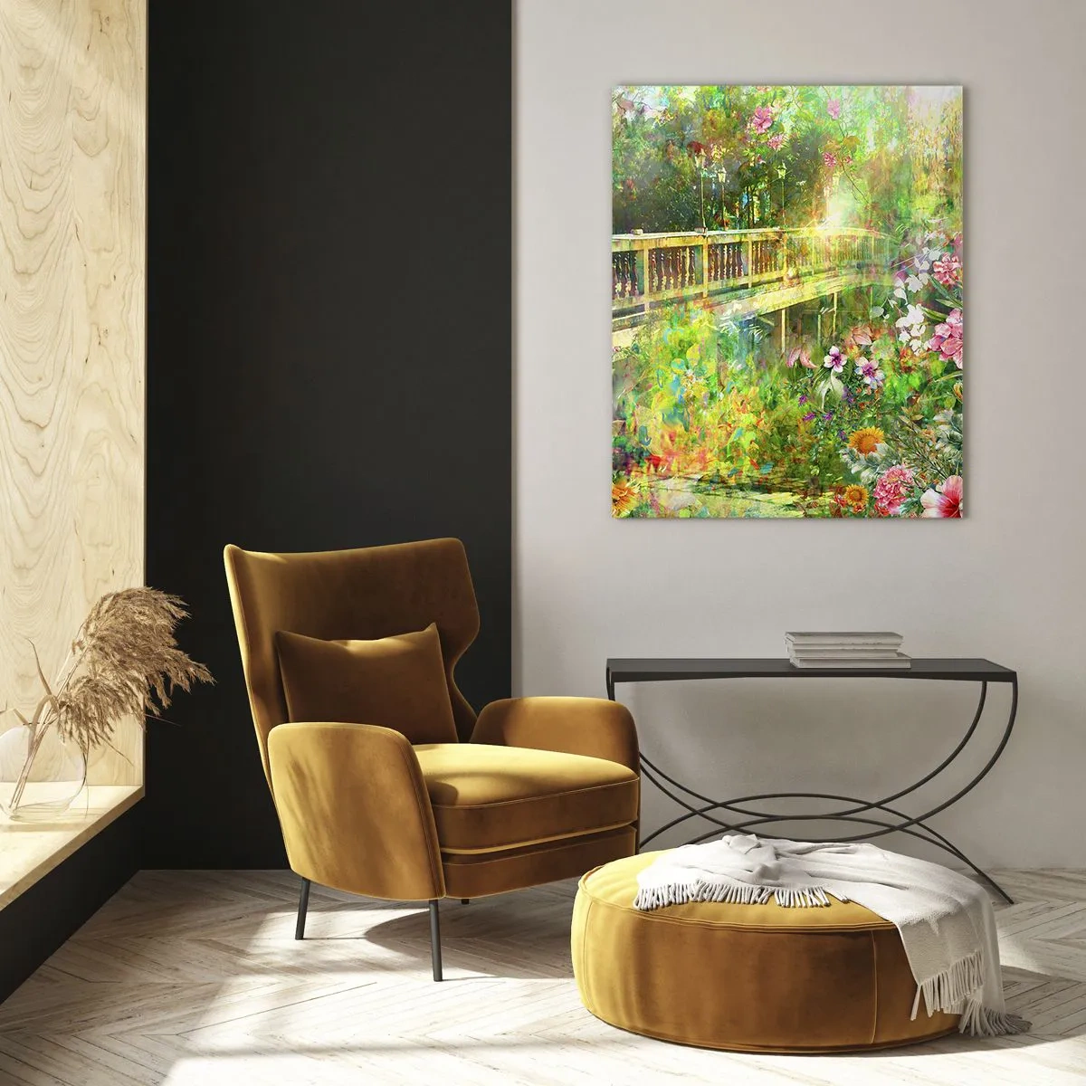 Glastavla - Bild på glas - Vårsuckarnas bro - 50x70 cm