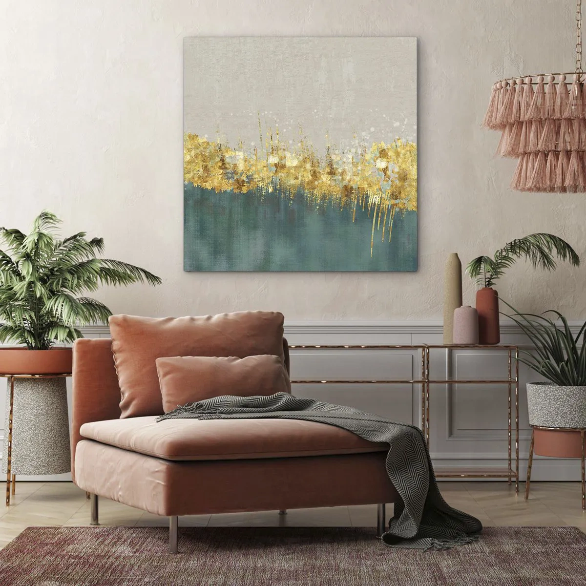 Canvastavla - Bild på duk - Den gyllene gränsen - 70x70 cm