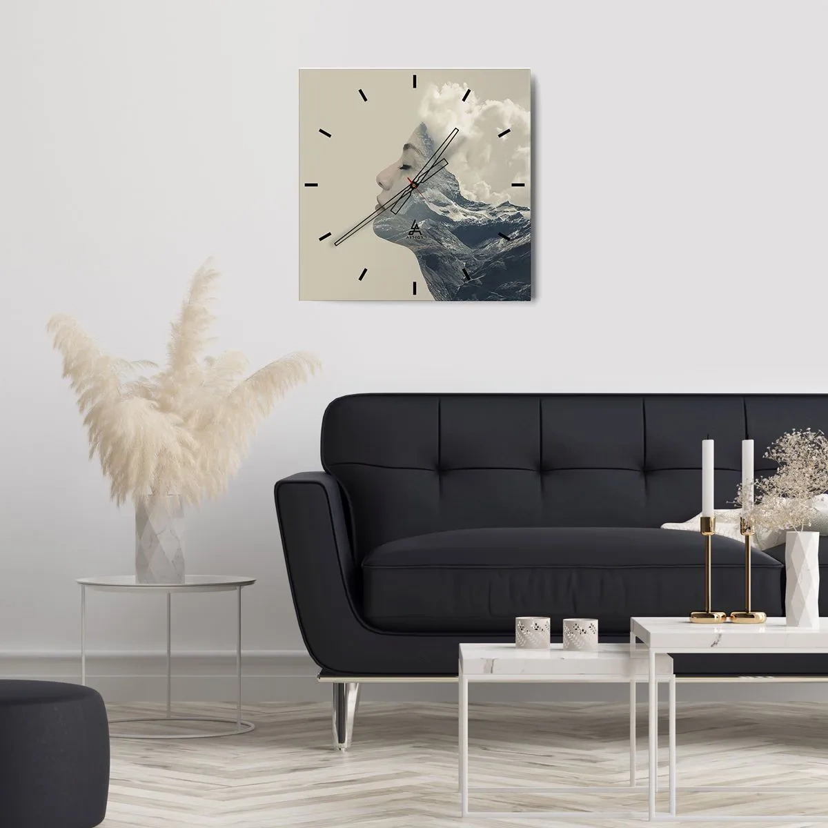 Väggklocka - Klocka på glas - Elementens skönhet - 40x40 cm