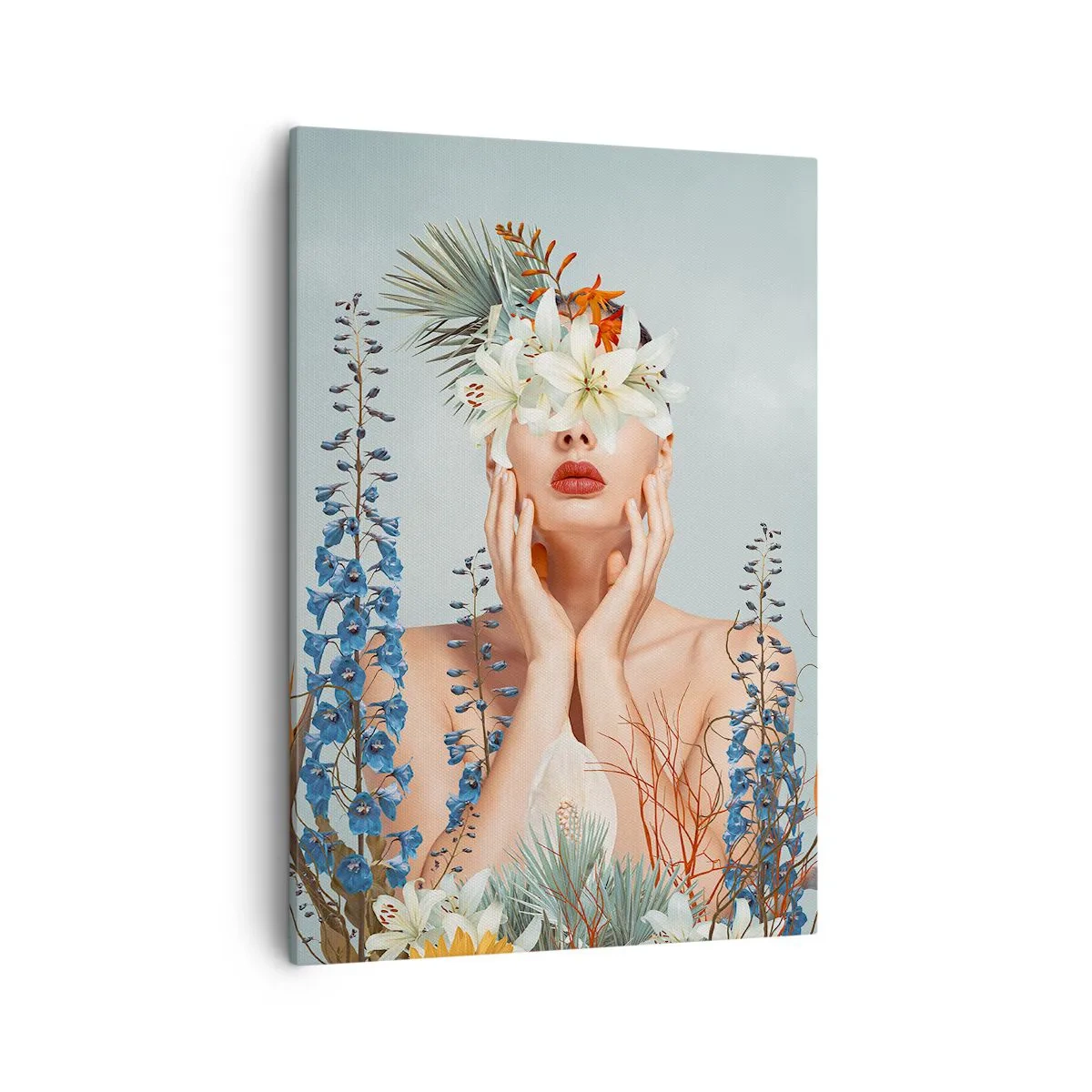 Canvastavla - Bild på duk - Kvinna - blomma - 50x70 cm