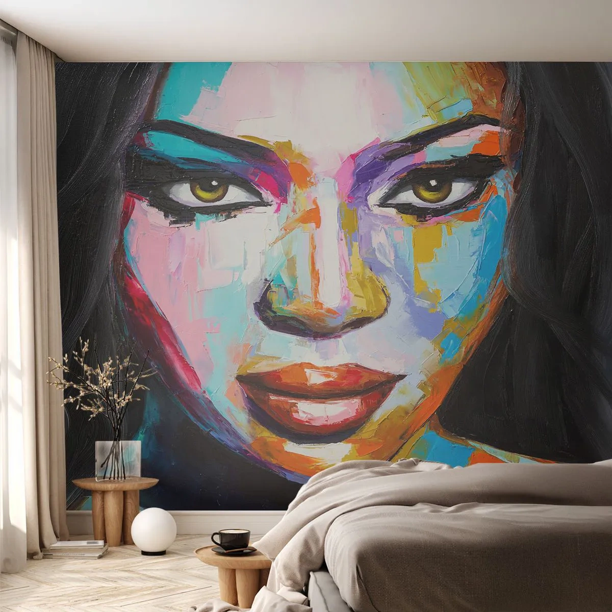 Självhäftande Fototapet Deluxe Sticker - Kan inte ta ögonen från henne - Porträtt av en kvinna, Ansikte, Bit - 500x350 cm