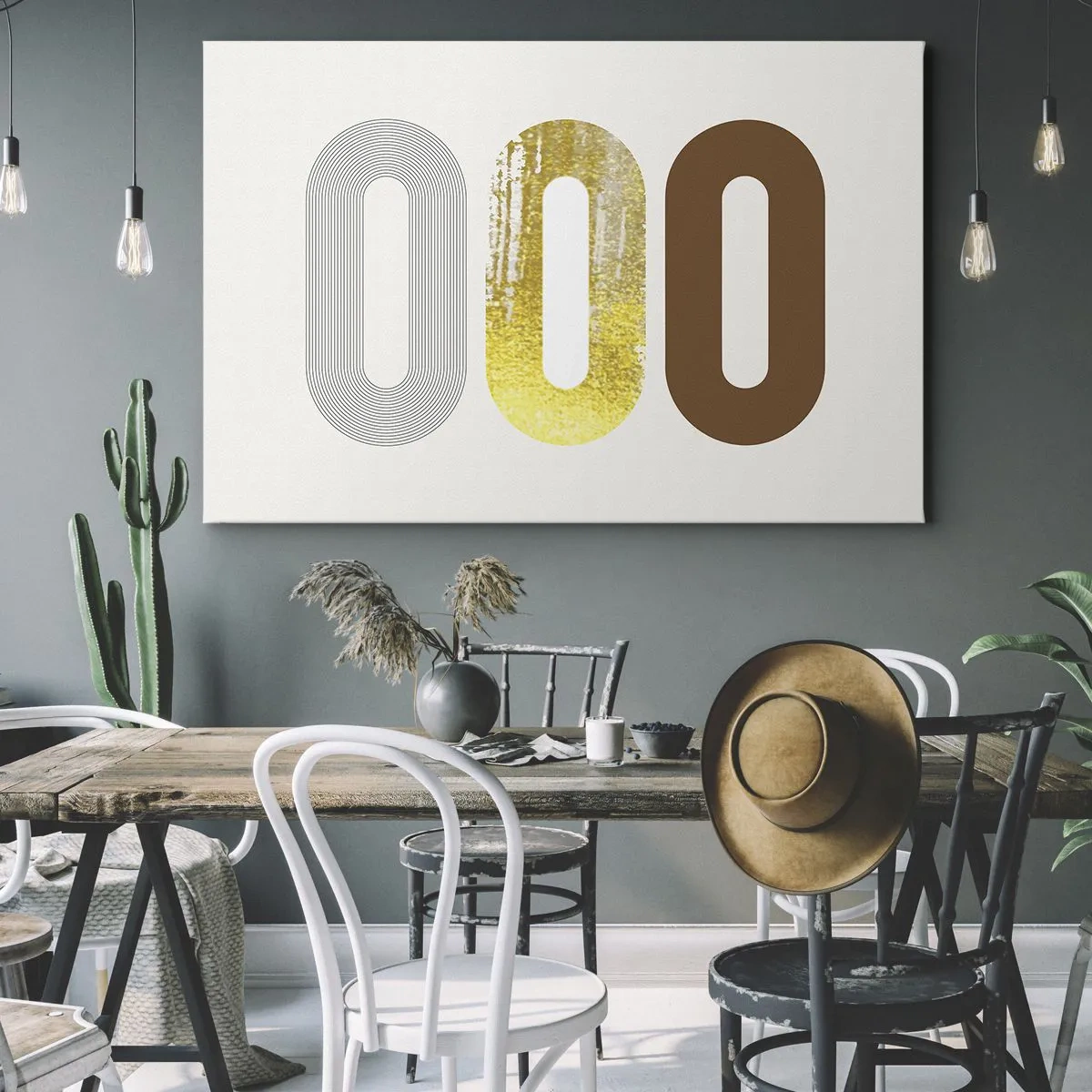 Canvastavla - Bild på duk - Abstrakt motiv av tre geometriska former - 70x50cm - Ooo! - Modern väggdekoration för vardagsrum och sovrum ARTTOR