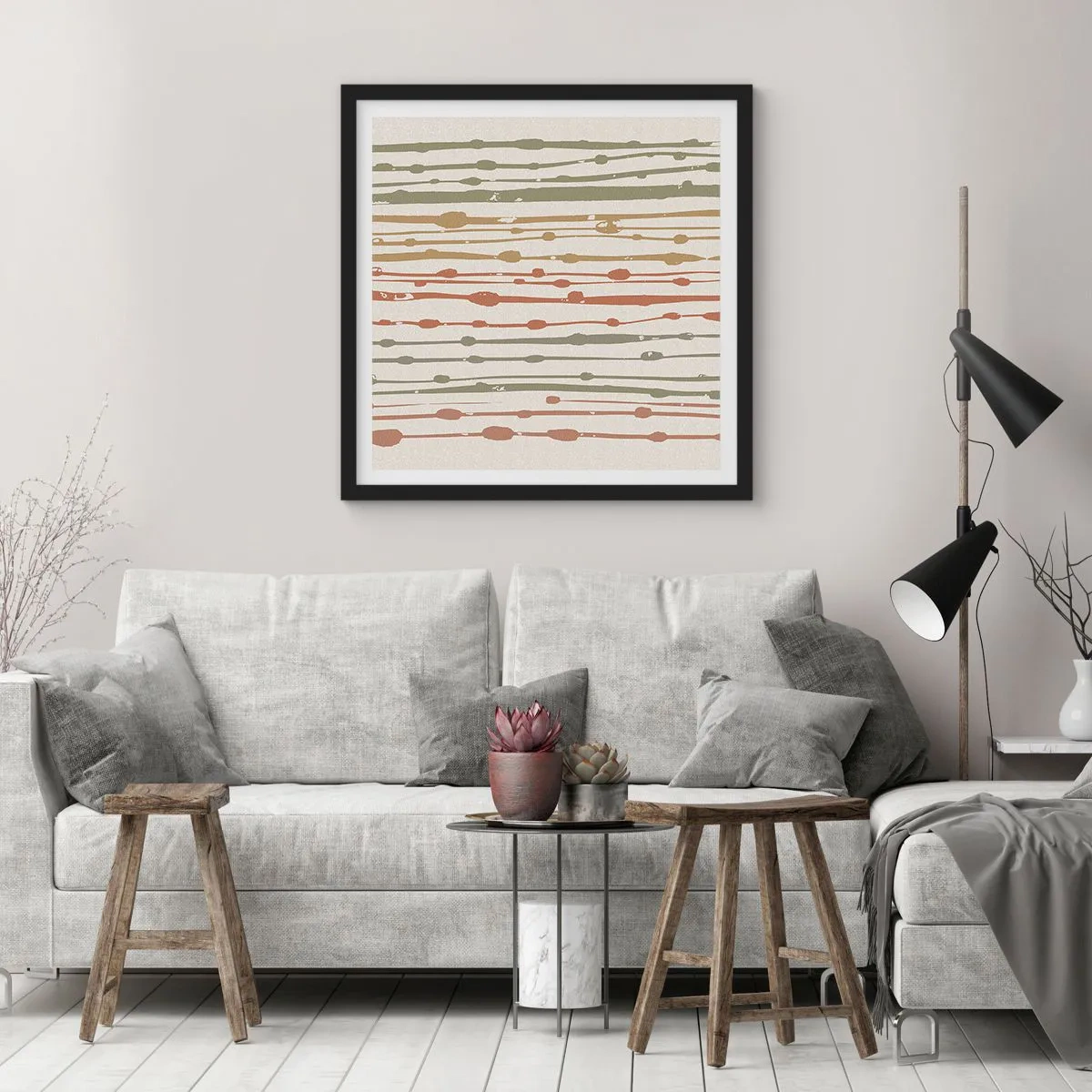 Affisch i svart ram - Musikalisk färgnotation - 60x60 cm