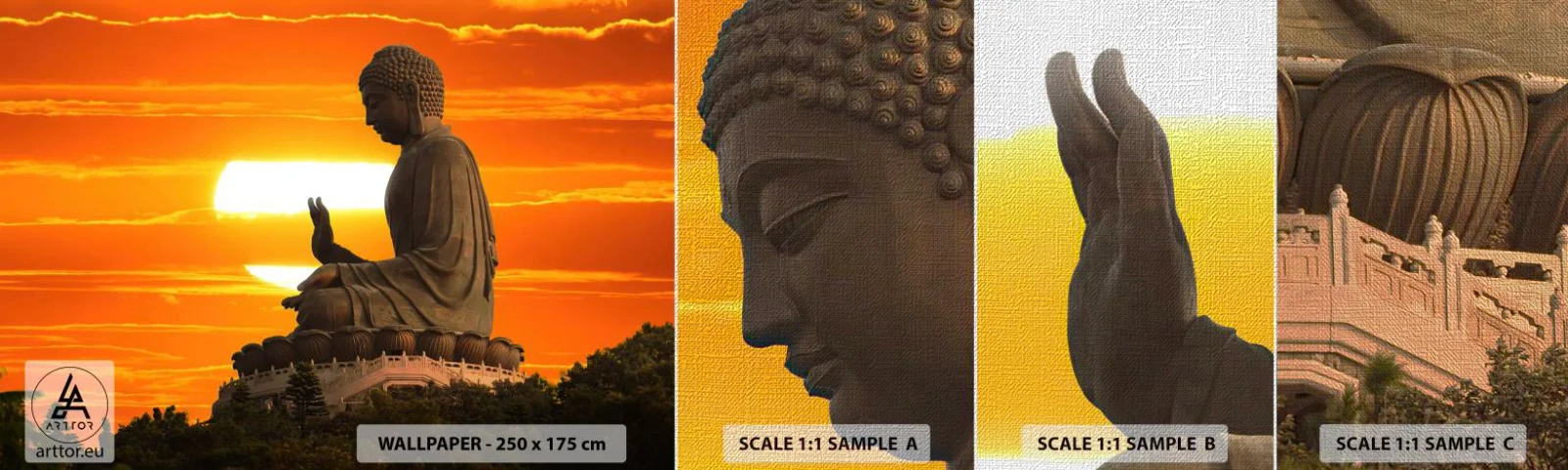 Provbit av fototapet Premium Canvas - Utan rädsla för världen - Asien, Buddha, Kultur - 100x30 cm