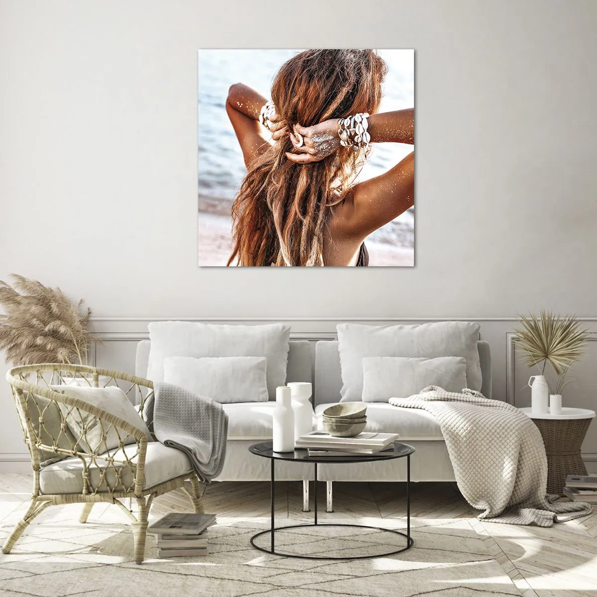 Glastavla - Bild på glas - Vattnets och solens syster - 40x40 cm