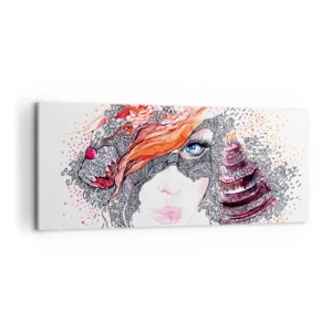 Canvastavla - Bild på duk - Med henne har vi högtid varje dag - 100x40 cm