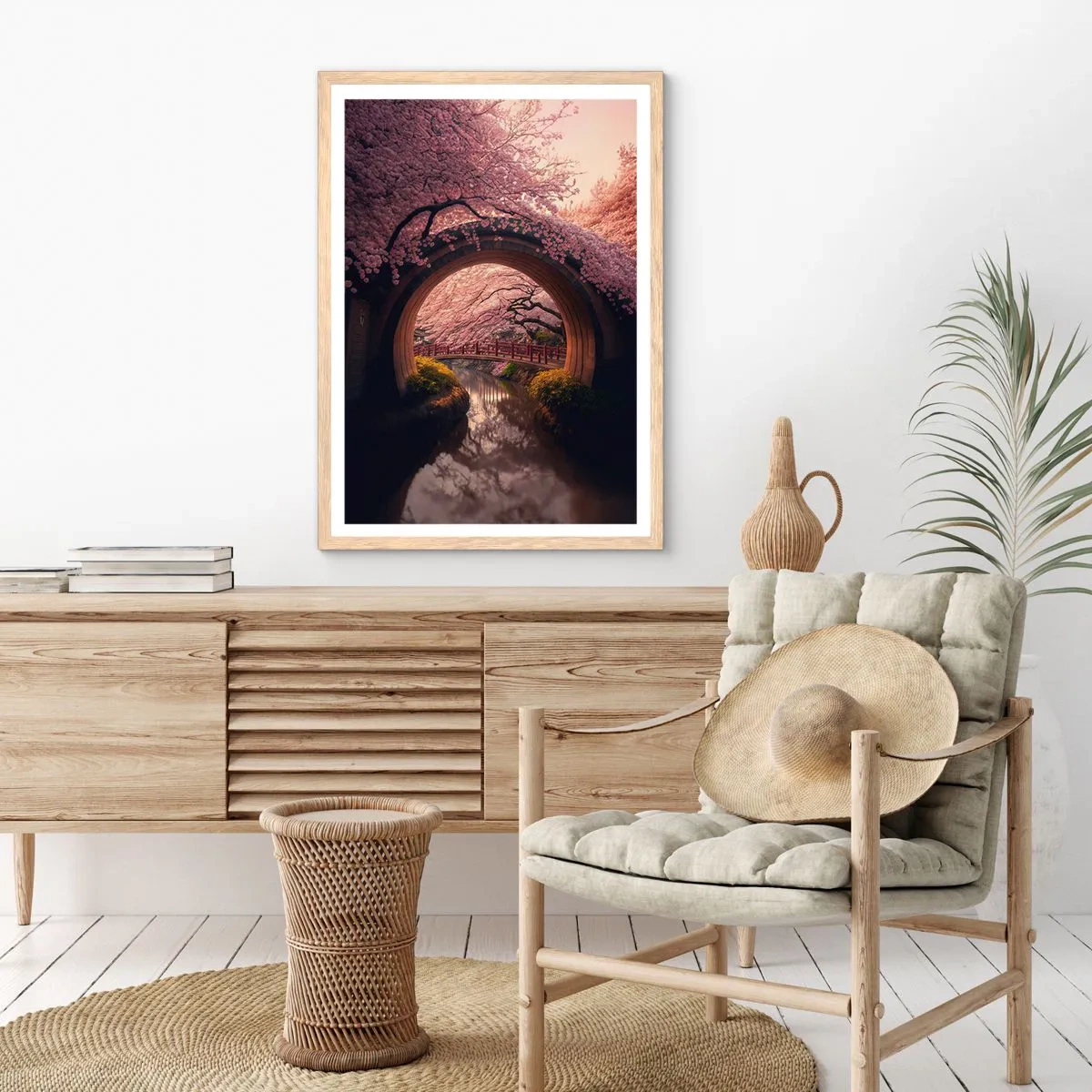 Affisch i ram av ljusek - Japansk vår - 70x100 cm