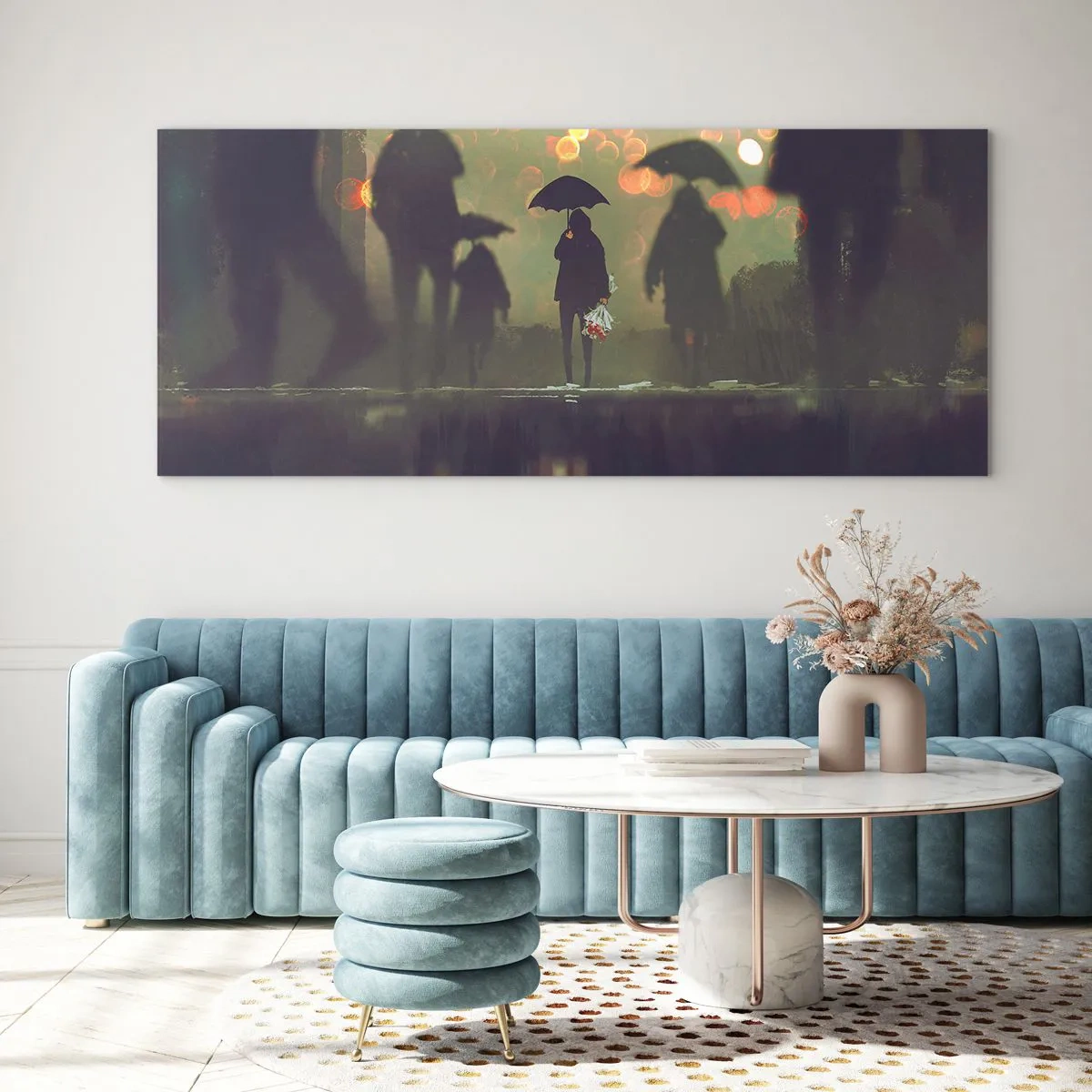 Glastavla - Bild på glas - Ur vattendroppens perspektiv - 100x40 cm