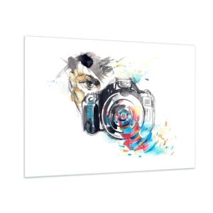 Glastavla - Bild på glas - I objektivets öga - 100x70 cm