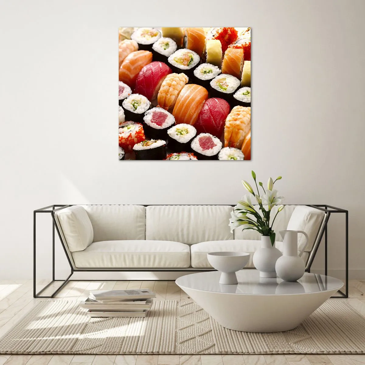 Glastavla - Bild på glas - Asiens färger och smaker - 70x70 cm
