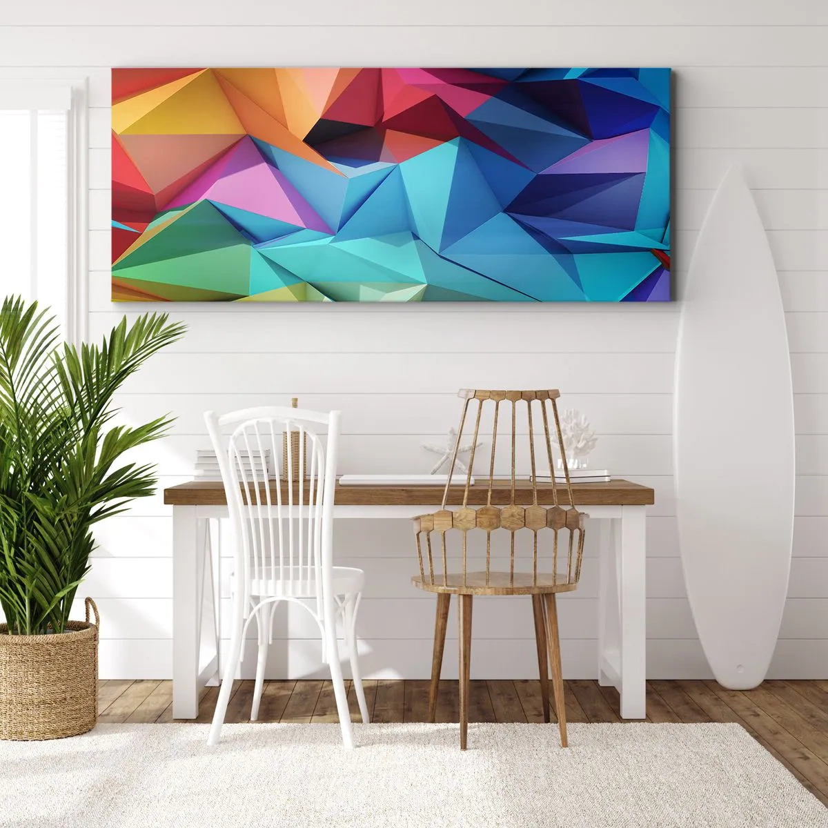 Canvastavla - Bild på duk - Regnbågsorigami - 100x40 cm